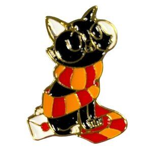 Black Cat Lapel Pin Glasses Harry Scarf Letter Enamel Badge Brooch Jewelry Gift